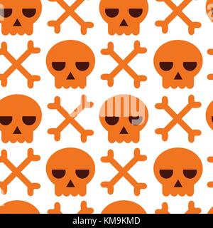 Caution seamless pattern. Vector Skull and bones background. Danger warning, keep out design. Halloween treat or trick party illustration. Print, wrap Stock Vector