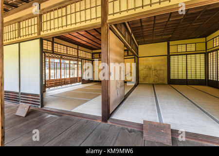 Interior of the Tatami room in theRinshunkaku House at Sankeien Garden Open Air Museum, Yokohama, Kanagawa, Japan Stock Photo