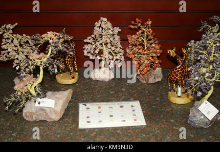 Lion Park, gemstone trees and giraffe ornaments in the kiosk Stock Photo