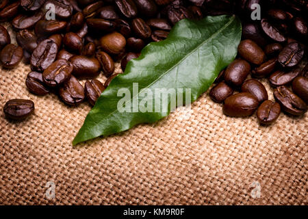 Coffee Beans over canvas Background Stock Photo