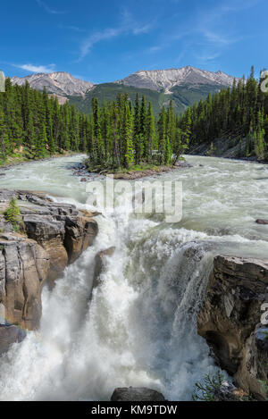Sunwapta Falls in Jasper National Park. Stock Photo