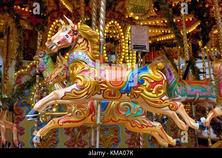 Horse named Elaine on a fairground carousel Nottingham UK Stock Photo