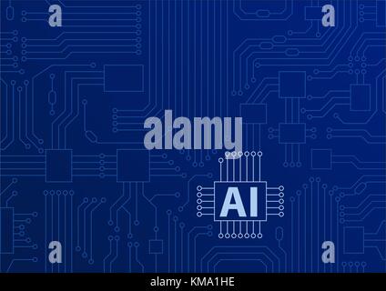 Artificial intelligence / AI concept as vector background with CPU / microchips Stock Vector