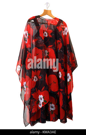 Sheer Chiffon Poncho with Red Flowers over Matching Evening Dress Stock  Photo - Alamy