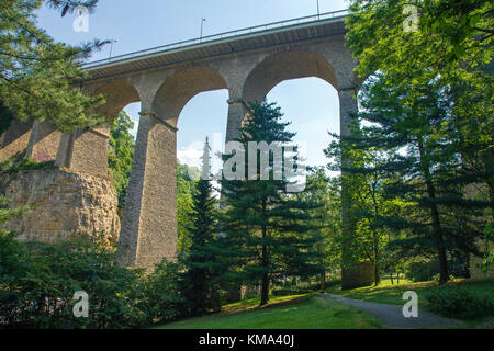 Viaduct, also known as Passerelle or old bridge, Luxembourg-city, Luxembourg, Europe Stock Photo