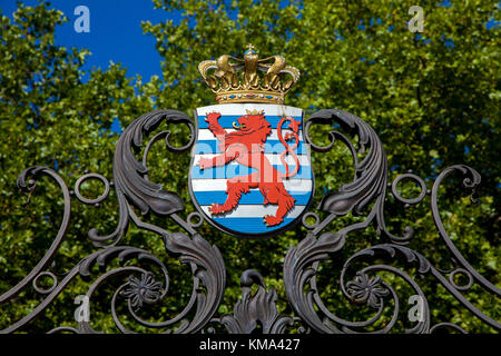 National coat of arms of Luxemburg, Luxembourg-city, Luxembourg, Europe Stock Photo