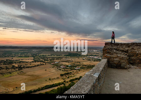 The medieval village of Monsaraz is a tourist attraction in the Alentejo, Portugal. From the walls of his castle we can contemplate an amazing view. Stock Photo