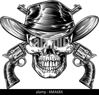 Cowboy Skull and Pistols Stock Vector