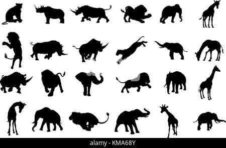 Silhouette African Safari Animal Stock Vector