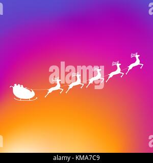 Santa Claus rides in a sleigh in harness on the reindeer Stock Vector
