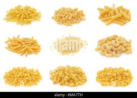 collection of italian pasta on white background Stock Photo