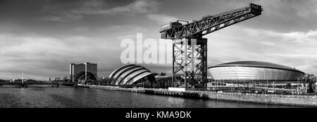 A view of the River Clyde.which features the Finnieston Crane and the Scottish Exhibition and Conference Centre Stock Photo