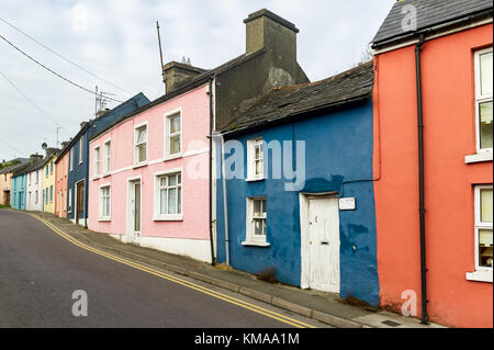 Row of coloured houses in Schull, West Cork, Ireland with copy space. Stock Photo