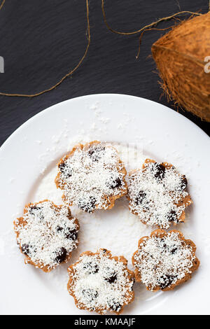coconut muffins on a black background Stock Photo