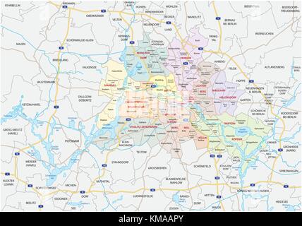 Berlin-Brandenburg Metropolitan Region Map Stock Vector