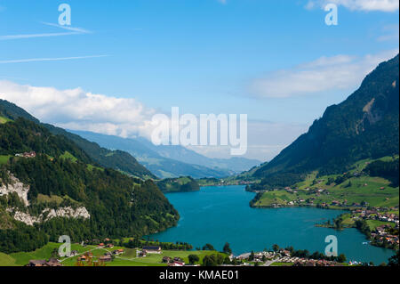 Lake Lungern Valley from Brunig Pass, Switzerland Stock Photo