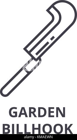 garden billhook line icon, outline sign, linear symbol, vector, flat ...