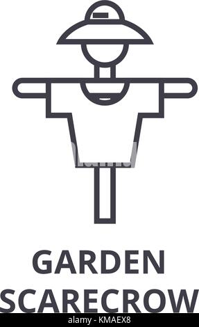garden scarecrow line icon, outline sign, linear symbol, vector, flat illustration Stock Vector