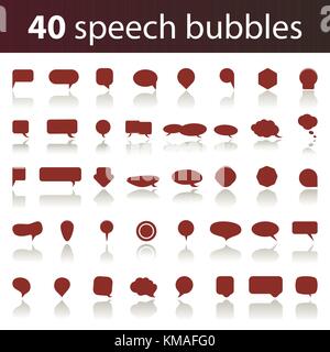 Collection of 40 Red Speech Bubbles Clipart - Illustration in Editable Vector Format Stock Vector