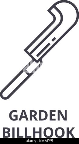 garden billhook line icon, outline sign, linear symbol, vector, flat illustration Stock Vector