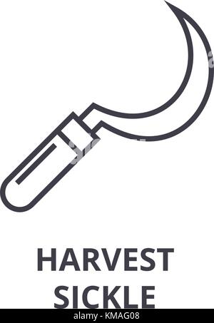 harvest sickle line icon, outline sign, linear symbol, vector, flat illustration Stock Vector