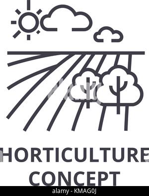 horticulture concept line icon, outline sign, linear symbol, vector, flat illustration Stock Vector