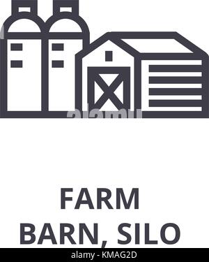 farm, barn, silo line icon, outline sign, linear symbol, vector, flat illustration Stock Vector