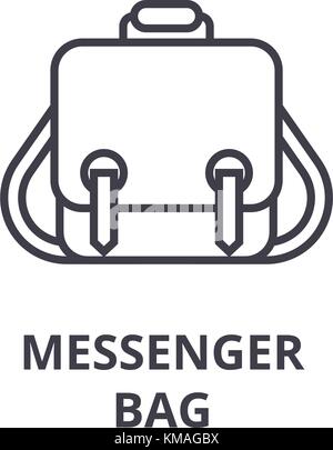 messenger bag line icon, outline sign, linear symbol, vector, flat illustration Stock Vector