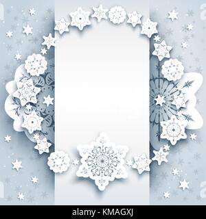 Winter frame with snowflakes in art line style. Christmas frame design ...