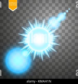Abstract blue energy ring on transparent background. Sun Stock Vector