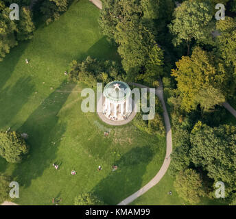 aerial view of the Monopteros temple,  English Garden, Munich, Bavaria, Germany Stock Photo