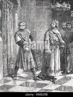 King Henry III quarrelling With Simon De Montfort Stock Photo