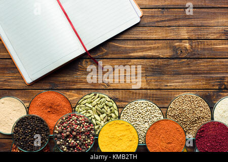 notebook for recipes and spices Stock Photo