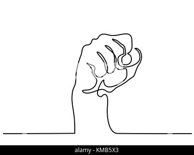 continuous line drawing of fist Stock Vector