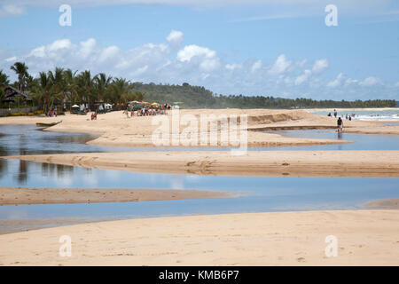 The beach in Trancoso, a resort town that has turned from hippie to jetset hangout in the Brazilian state of Bahia. Stock Photo