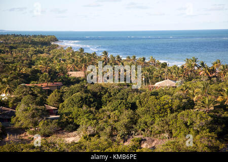 The beach in Trancoso, a resort town that has turned from hippie to jetset hangout in the Brazilian state of Bahia. Stock Photo