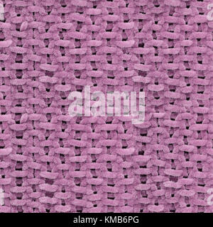 Seamless Texture of Purple Knitted Sweater. Handmade Knitted large Blanket Pattern. Fabric Background Texture. Stock Photo
