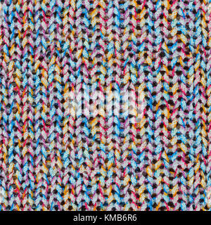 Seamless Texture of Knitted Sweater. Multi-colored Knitted Fabric Cozy Texture Repeating Background Stock Photo