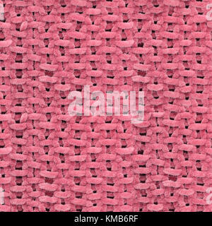 Seamless Texture of Pink Knitted Sweater. Handmade Knitted large Blanket Pattern. Fabric Background Texture. Stock Photo
