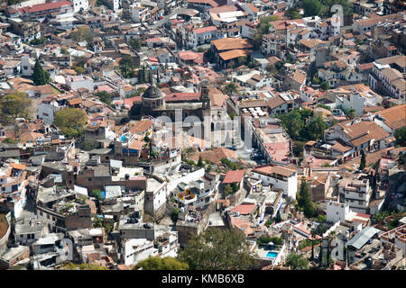 Panoramic view of the city, including the historical center. Taxco, Guerrero, Mexico. Stock Photo