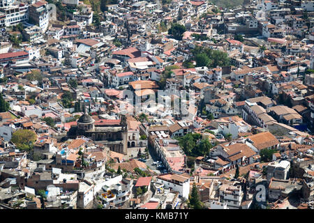 Panoramic view of the city, including the historical center. Taxco, Guerrero, Mexico. Stock Photo