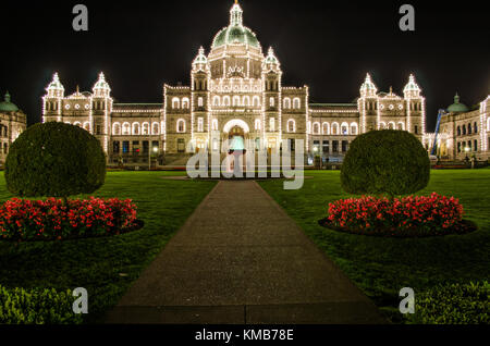 Illuminations of Parliament House, Victoria, Canada. Stock Photo