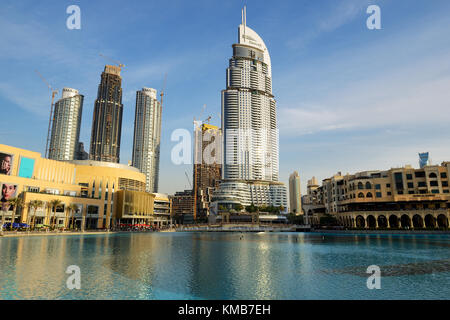 DUBAI, UAE - NOVEMBER 19: The view on Dubai Mall and Address hotel. It is the world's largest shopping mall.  It is located in Burj Khalifa complex an Stock Photo