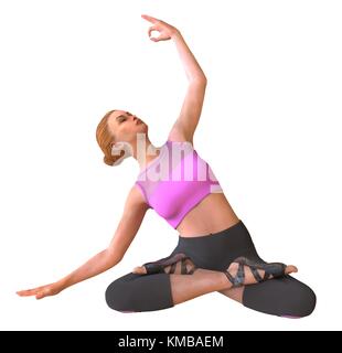 Beautiful girl doing yoga isolated on white 3d illustration Stock Photo ...
