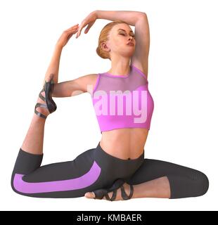 Beautiful girl doing yoga isolated on white 3d illustration Stock Photo ...