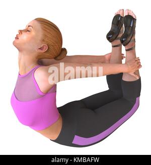 Beautiful girl doing yoga isolated on white 3d illustration Stock Photo ...