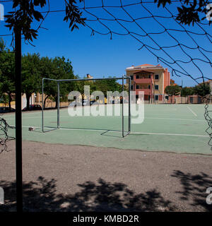 Football stadium in a small sardinian city, Muravera, Sardinia, Italy Stock Photo