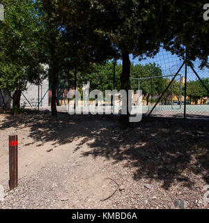 Football stadium in a small sardinian city, Muravera, Sardinia, Italy Stock Photo