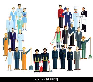 employees, workers, profession illustration Stock Vector
