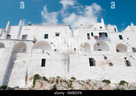 Fortified walls and traditional buildings in Ostuni (Apulia, Italy), also named as 'the white city'. Stock Photo